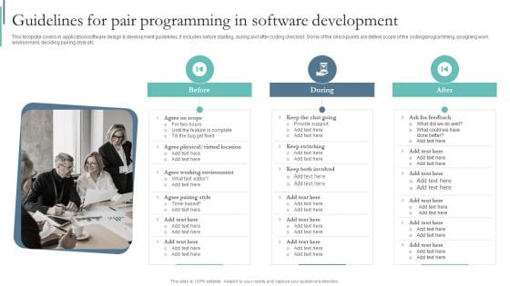 Agile Playbook For Program Designers Guidelines For Pair Programming In Software Development Ppt Layouts Samples PDF