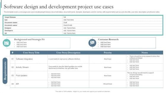 Agile Playbook For Program Designers Software Design And Development Project Use Cases Ppt Inspiration Influencers PDF