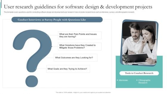 Agile Playbook For Program Designers User Research Guidelines For Software Design And Development Projects Ppt Portfolio Deck PDF