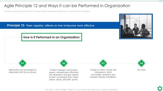 Agile Principle 12 And Ways It Can Be Performed In Organization Ppt Summary Portrait PDF Agile Principle 12 And Ways It Can Be Performed In Organization Ppt Summary Portrait PDF