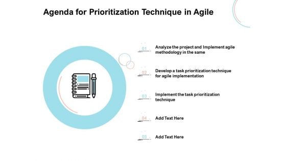 Agile Prioritization Methodology Agenda For Prioritization Technique In Agile Elements PDF