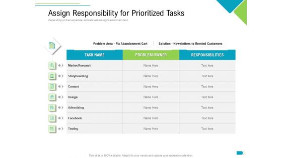 Agile Process Implementation For Marketing Program Assign Responsibility For Prioritized Tasks Designs PDF