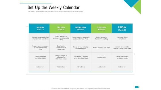 Agile Process Implementation For Marketing Program Set Up The Weekly Calendar Microsoft PDF