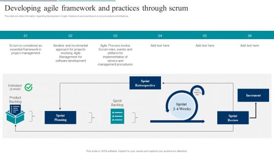 Agile Product Development Developing Agile Framework And Practices Through Scrum Template PDF