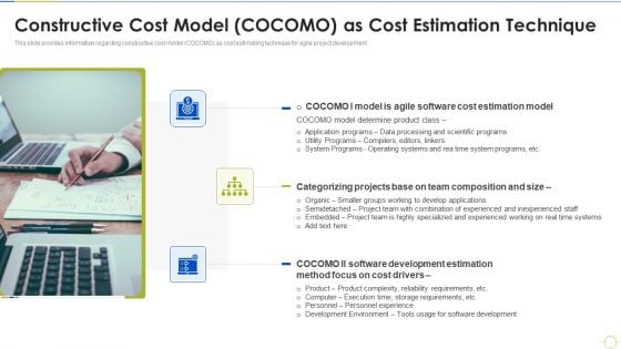 Agile Project Budget Estimation IT Constructive Cost Model COCOMO As Cost Estimation Technique Template PDF