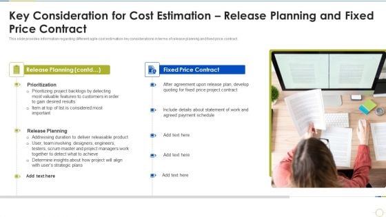 Agile Project Budget Estimation IT Key Consideration For Cost Estimation Release Planning And Fixed Price Contract Topics PDF