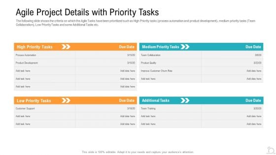 Agile Project Details With Priority Tasks Guidelines PDF