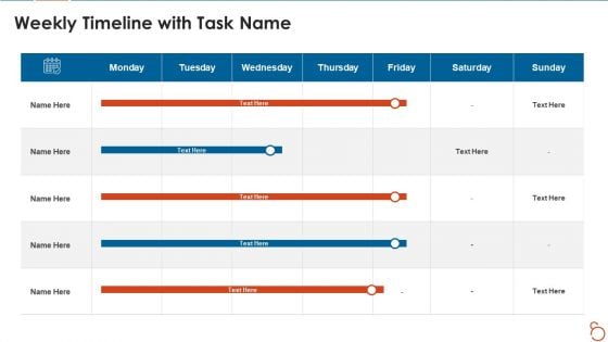 Agile Project Expenses Projection IT Weekly Timeline With Task Name Infographics PDF