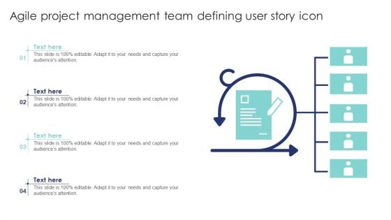 Agile Project Management Team Defining User Story Icon Template PDF