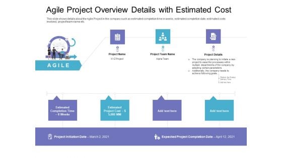 Agile Project Overview Details With Estimated Cost Pictures PDF