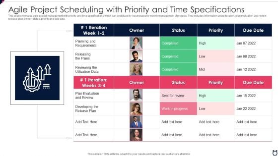 Agile Project Scheduling With Priority And Time Specifications Brochure PDF