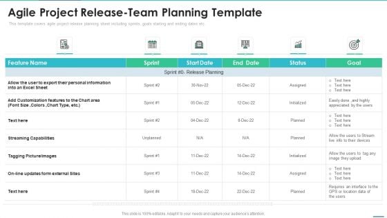 Agile Project Team Delegation IT Agile Project Release Team Planning Template Ideas PDF