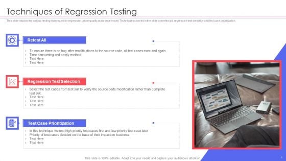 Agile QA Procedure Techniques Of Regression Testing Clipart PDF