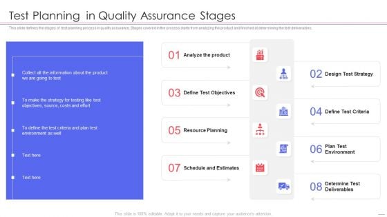 Agile QA Procedure Test Planning In Quality Assurance Stages Designs PDF