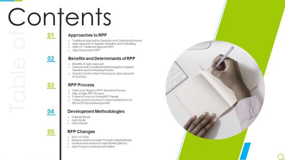 Agile RFP Table Of Contents Ppt Outline Microsoft PDF