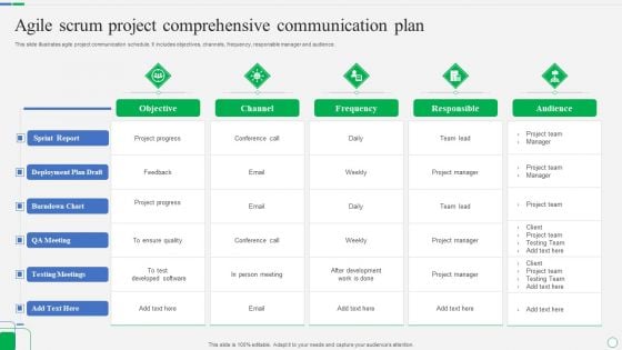 Agile Scrum Project Comprehensive Communication Plan Portrait PDF