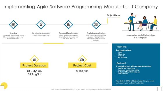Agile Software Programming Module For IT Implementing Agile Software Programming Mockup PDF