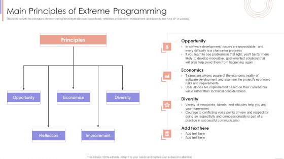 Agile Sprint Technique In Software Main Principles Of Extreme Programming Mockup PDF