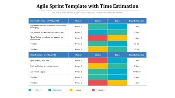 Agile Sprint Template With Time Estimation Ppt PowerPoint Presentation Show Demonstration PDF