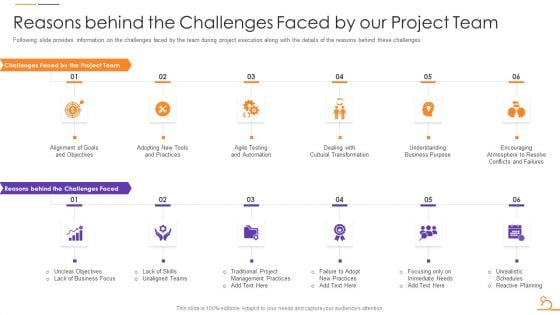 Agile Techniques For Data Migration Reasons Behind The Challenges Faced By Our Project Team Graphics PDF