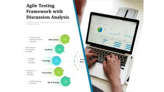 Agile Testing Framework With Discussion Analysis Ppt PowerPoint Presentation Infographic Template Background Images PDF