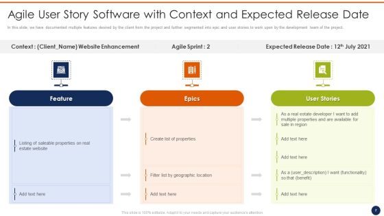 Agile User Story Software Template Ppt PowerPoint Presentation Complete Deck With Slides Slide07