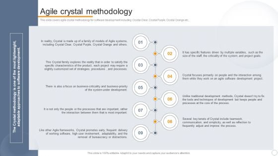 Agile Virtual Project Management Agile Crystal Methodology Ppt Infographic Template Sample PDF