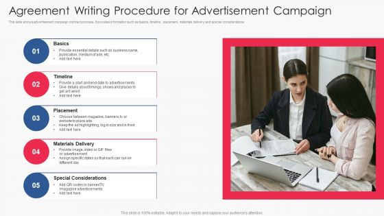 Agreement Writing Procedure For Advertisement Campaign Graphics PDF Agreement Writing Procedure For Advertisement Campaign Graphics PDF