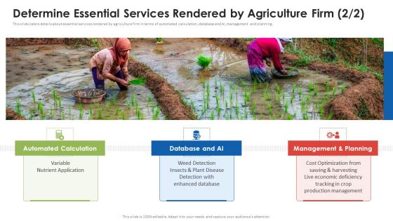 Agribusiness Startup Determine Essential Services Rendered By Agriculture Firm Infographics PDF