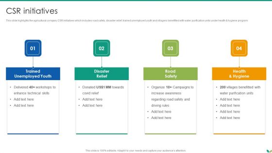 Agricultural Business Company Profile CSR Initiatives Inspiration PDF