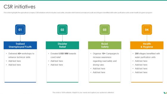 Agricultural Business Company Profile CSR Initiatives Inspiration PDF