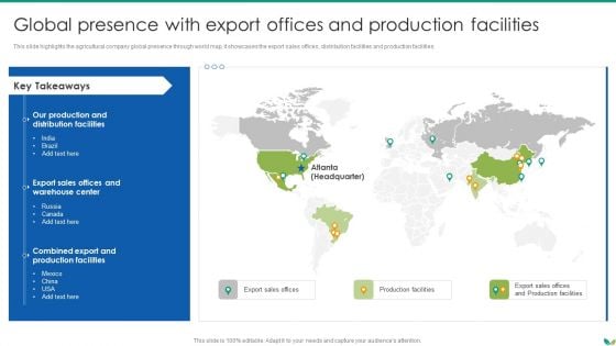 Agricultural Business Company Profile Global Presence With Export Offices And Production Facilities Professional PDF