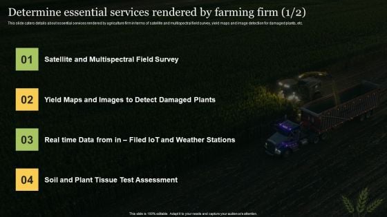 Agriculture Business Elevator Determine Essential Services Rendered By Farming Firm Formats PDF