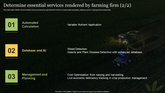 Agriculture Business Elevator Determine Essential Services Rendered By Farming Firm Formats PDF