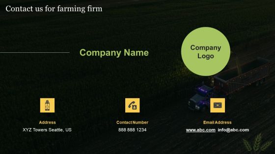 Agriculture Business Elevator Pitch Deck Contact Us For Farming Firm Infographics PDF Agriculture Business Elevator Pitch Deck Contact Us For Farming Firm Infographics PDF