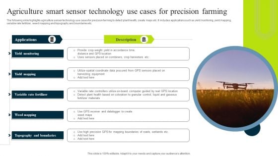 Agriculture Smart Sensor Technology Use Cases For Precision Farming Structure PDF