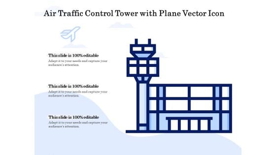 Air Traffic Control Tower With Plane Vector Icon Ppt PowerPoint Presentation Inspiration Portrait PDF