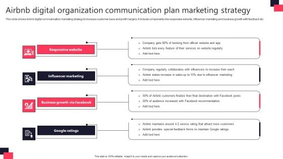 Airbnb Digital Organization Communication Plan Marketing Strategy Designs PDF