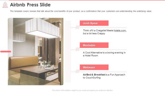 Airbnb Investor Funding Elevator Pitch Deck Airbnb Press Slide Sample PDF