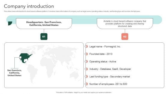 Airtable Capital Funding Pitch Deck Company Introduction Sample PDF