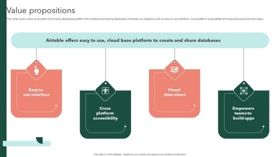 Airtable Capital Funding Pitch Deck Value Propositions Infographics PDF