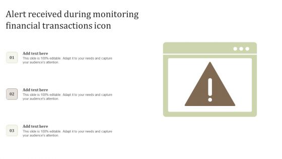 Alert Received During Monitoring Financial Transactions Icon Professional PDF