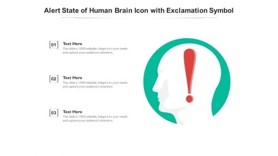 Alert State Of Human Brain Icon With Exclamation Symbol Ppt PowerPoint Presentation Gallery Example Topics PDF