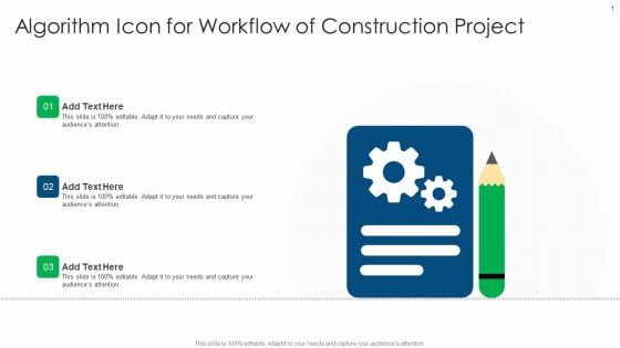 Algorithm Icon For Workflow Of Construction Project Guidelines PDF