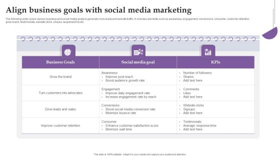 Align Business Goals With Social Media Marketing Ppt Inspiration Outline PDF