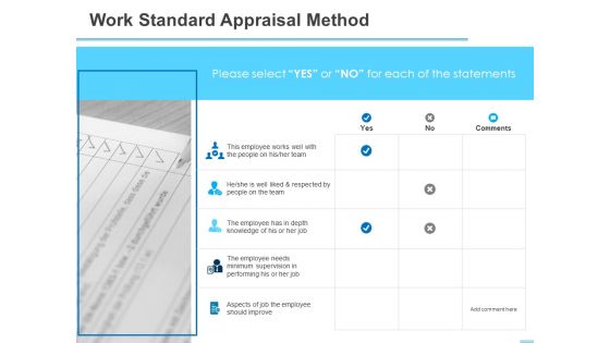 All About HRM Work Standard Appraisal Method Ppt Slides Designs Download PDF