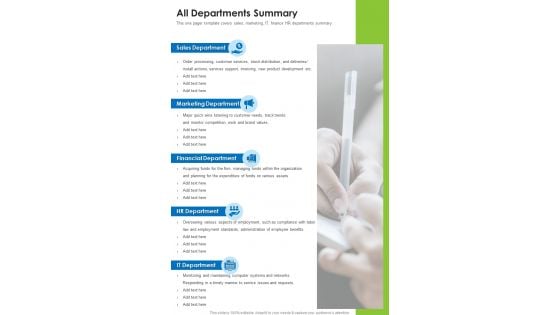All Departments Summary One Pager Documents