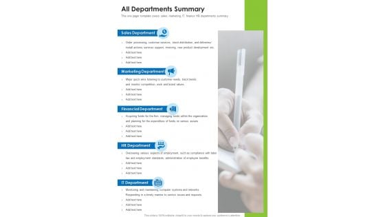 All Departments Summary One Pager Documents All Departments Summary One Pager Documents