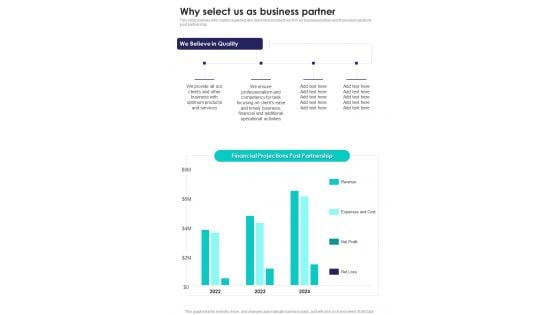 Alliance Funding Why Select Us As Business Partner One Pager Sample Example Document