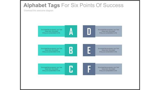 Alphabet Tags For Agenda Slide Powerpoint Slides